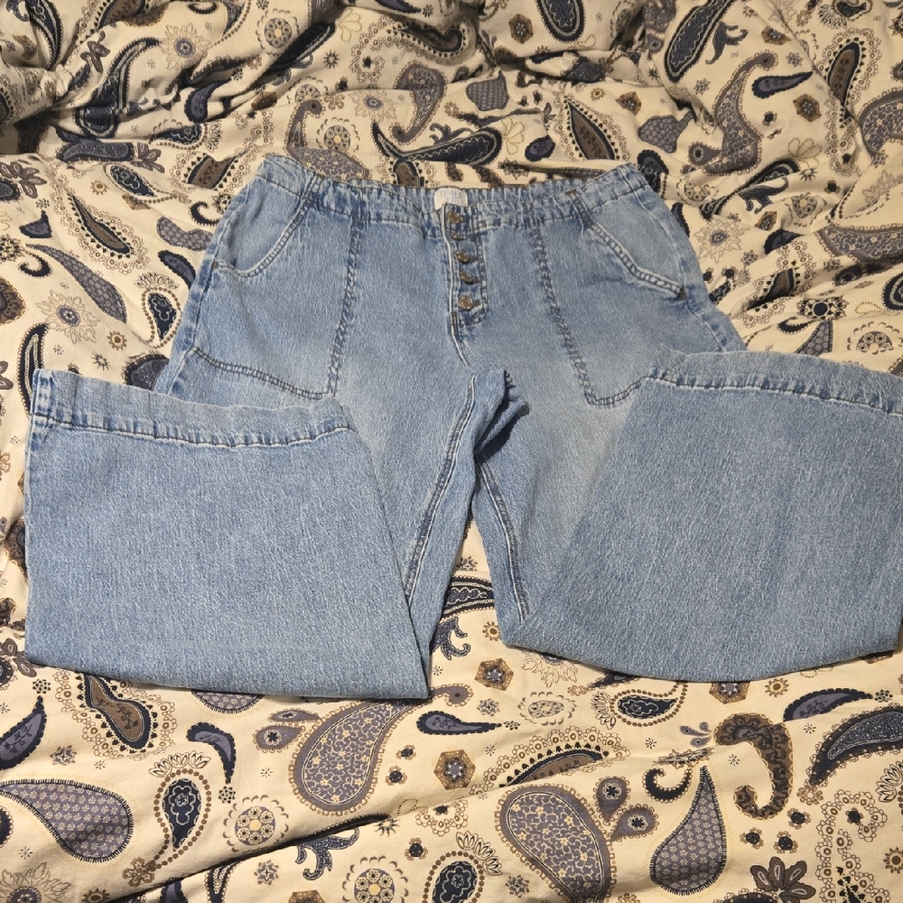 Time and Tru Light Blue High-Rise Button-Fly Flare Jeans